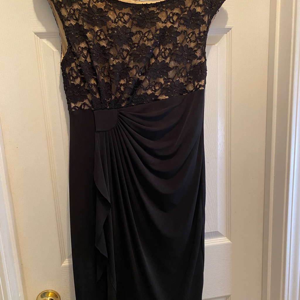 Dress Black Special Occasion Holiday Party Sophisticated Evening Knee Length